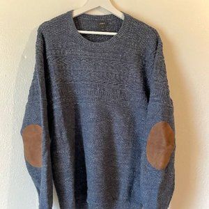 J.Crew Men's Large Navy Sweater with Brown Elbow Pads